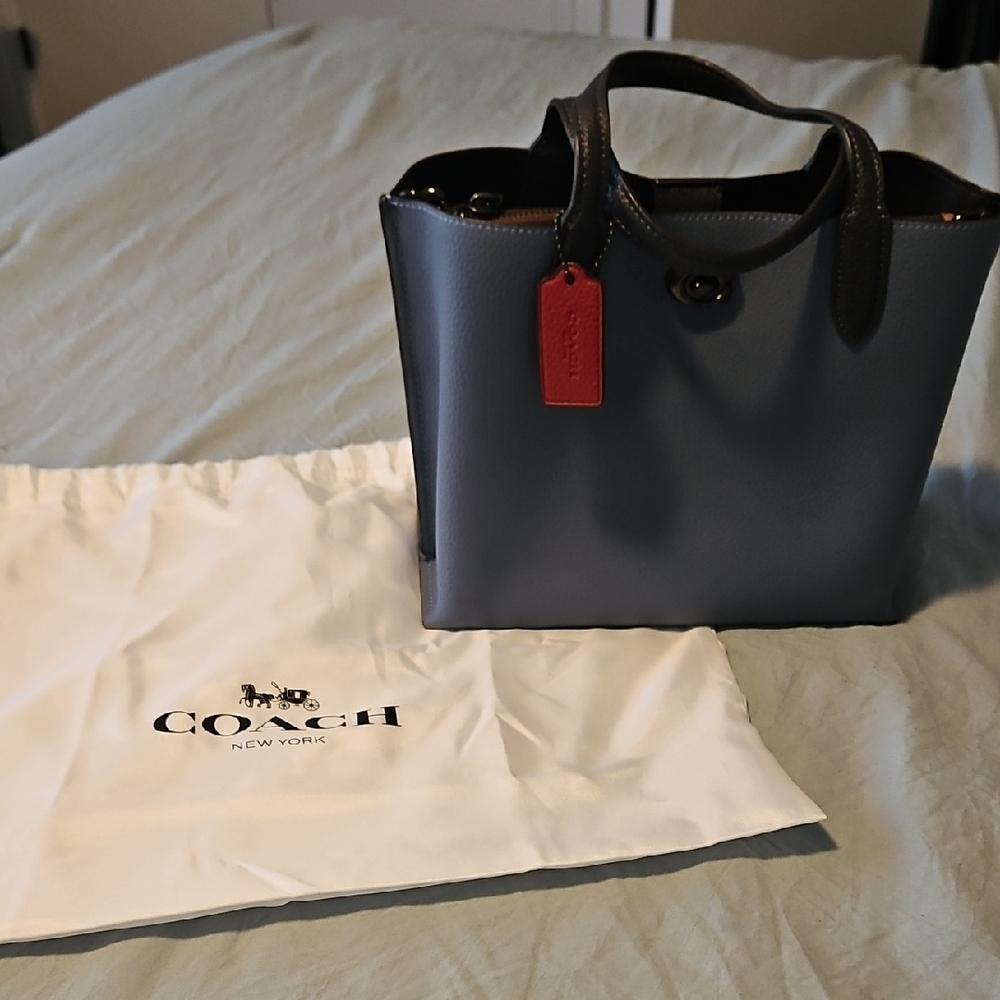 Coach Willow Tote 24 - Blue/Grey with Red Tag